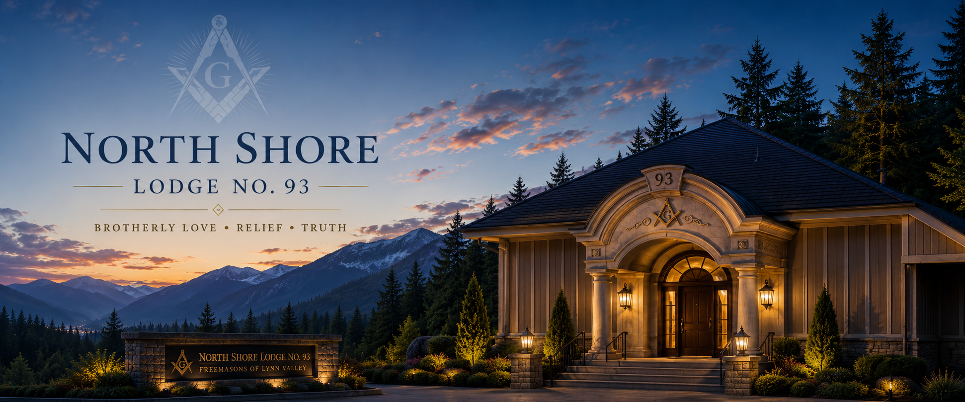 North Shore Lodge #93 with mountain background